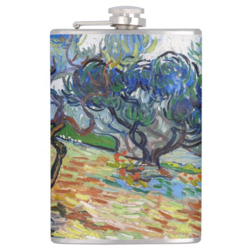 Vincent van Gogh _ Olive Trees Bright blue sky Flask