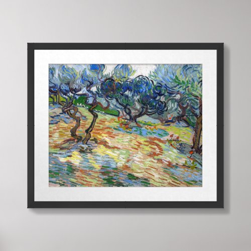 Vincent van Gogh _ Olive Trees Bright blue sky Framed Art