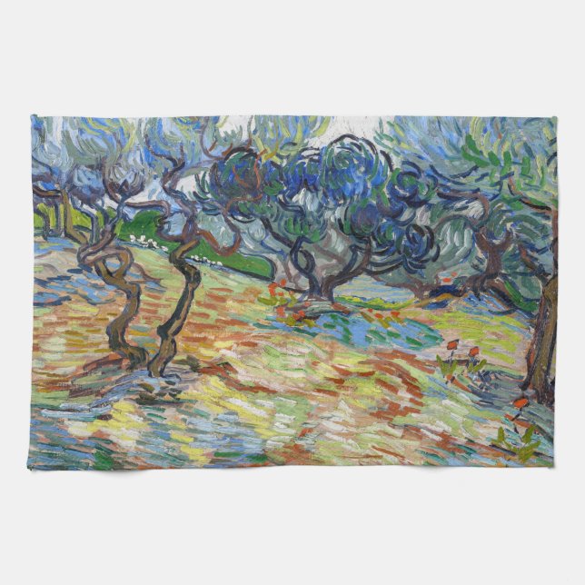 Vincent van Gogh - Olive Trees: Bright blue sky Kitchen Towel (Horizontal)
