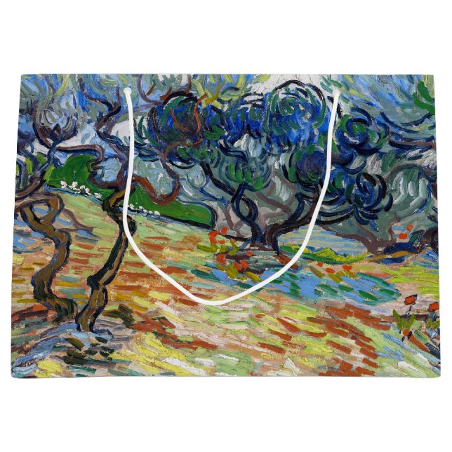 Vincent van Gogh - Olive Trees: Bright blue sky Large Gift Bag (Front)