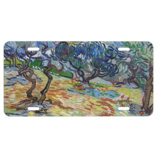 Vincent van Gogh _ Olive Trees Bright blue sky License Plate