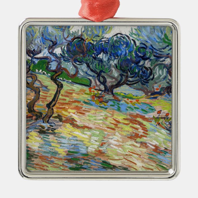 Vincent van Gogh - Olive Trees: Bright blue sky Metal Ornament (Front)