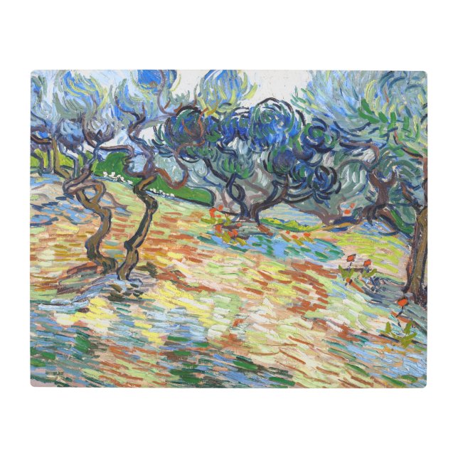 Vincent van Gogh - Olive Trees: Bright blue sky Metal Print (Front)