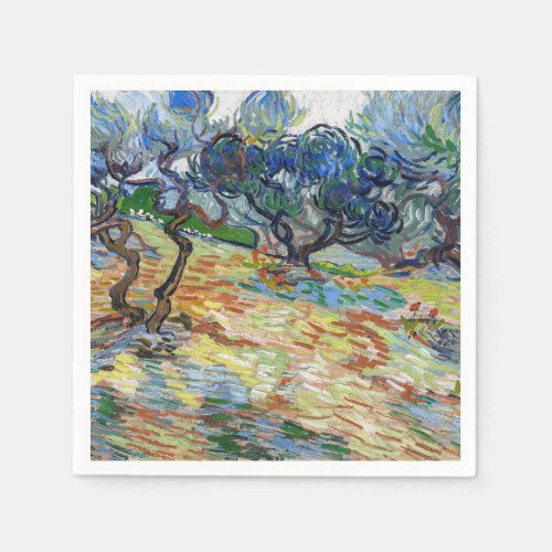 Vincent van Gogh _ Olive Trees Bright blue sky Napkins