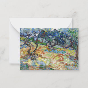 Vincent van Gogh - Olive Trees: Bright blue sky Note Card
