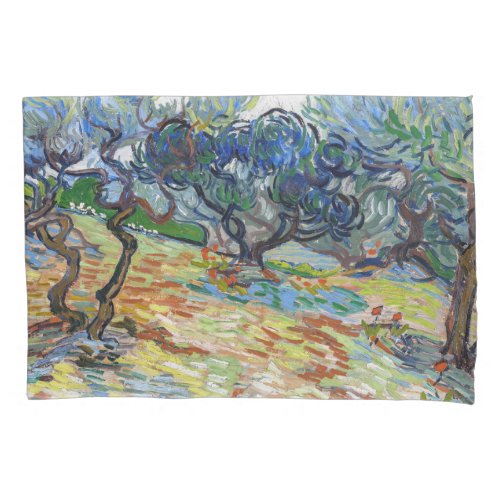 Vincent van Gogh _ Olive Trees Bright blue sky Pillow Case