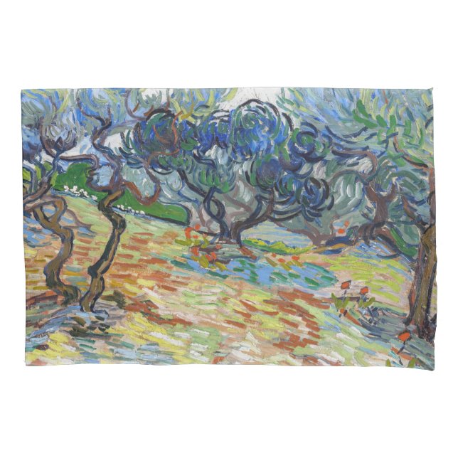 Vincent van Gogh - Olive Trees: Bright blue sky Pillow Case (Front)