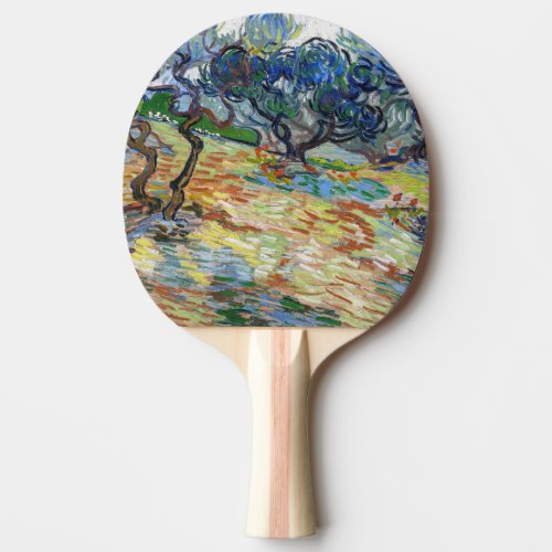 Vincent van Gogh _ Olive Trees Bright blue sky Ping Pong Paddle