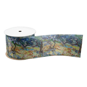 Vincent van Gogh - Olive Trees: Bright blue sky Satin Ribbon