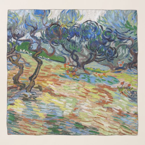 Vincent van Gogh _ Olive Trees Bright blue sky Scarf
