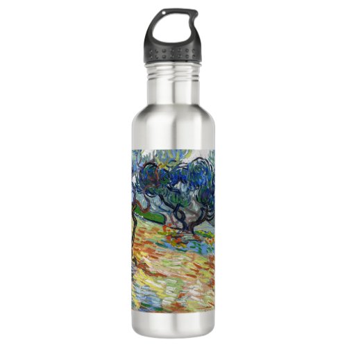 Vincent van Gogh _ Olive Trees Bright blue sky Stainless Steel Water Bottle