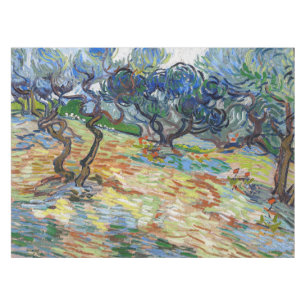 Vincent van Gogh - Olive Trees: Bright blue sky Tablecloth