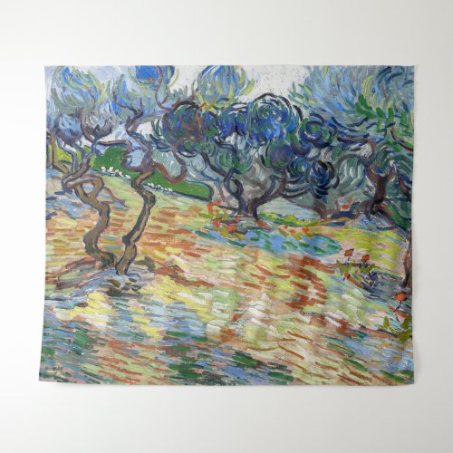 Vincent van Gogh _ Olive Trees Bright blue sky Tapestry
