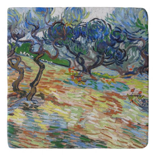 Vincent van Gogh _ Olive Trees Bright blue sky Trivet