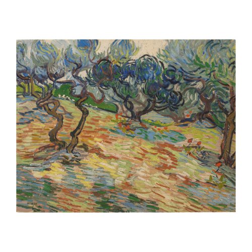 Vincent van Gogh _ Olive Trees Bright blue sky Wood Wall Art