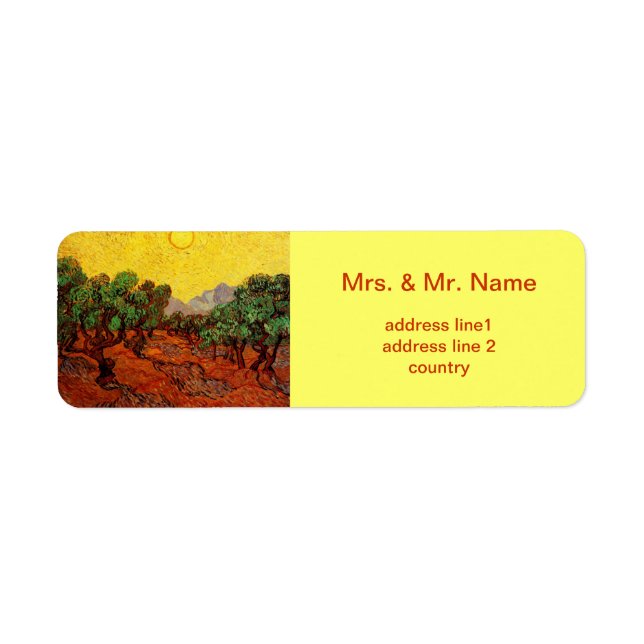 Vincent van Gogh Olive Trees Label (Front)