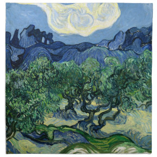 Vincent Van Gogh Olive Trees Mountain Landscape Cloth Napkin