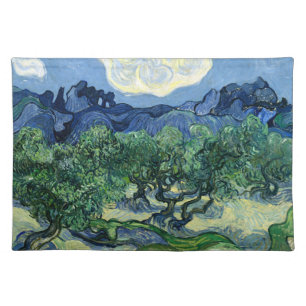 Vincent Van Gogh Olive Trees Mountain Landscape Cloth Placemat