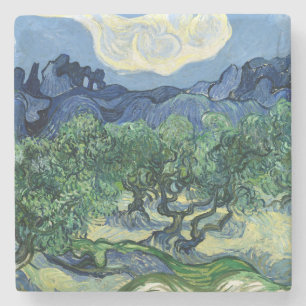 Vincent Van Gogh Olive Trees Mountain Landscape Stone Coaster
