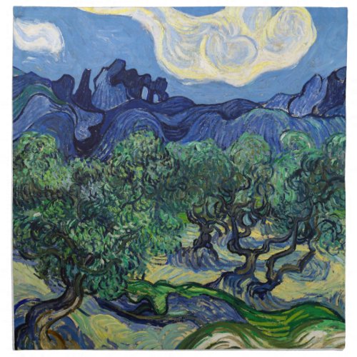 Vincent van Gogh _ Olive Trees with the Alpilles Cloth Napkin