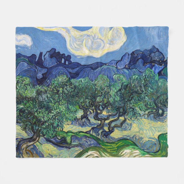Vincent van Gogh - Olive Trees with the Alpilles Fleece Blanket (Front (Horizontal))