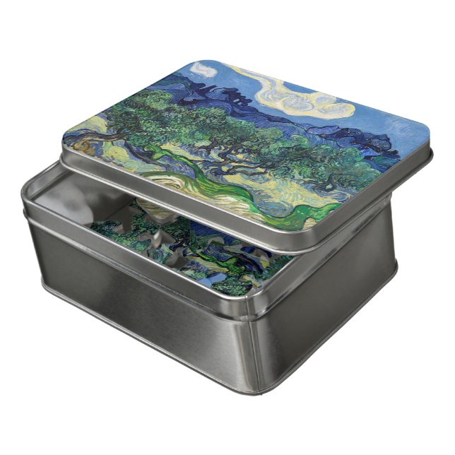 Vincent van Gogh - Olive Trees with the Alpilles Jigsaw Puzzle (Lid Open)