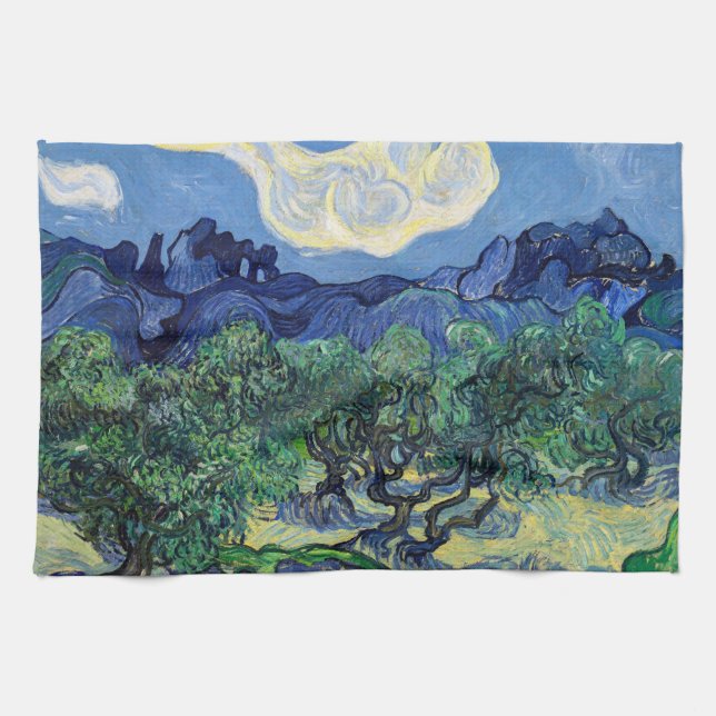 Vincent van Gogh - Olive Trees with the Alpilles Kitchen Towel (Horizontal)