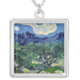 Vincent van Gogh - Olive Trees with the Alpilles Silver Plated Necklace