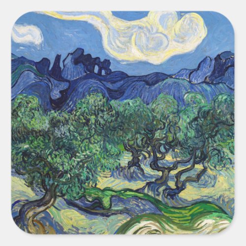 Vincent van Gogh _ Olive Trees with the Alpilles Square Sticker
