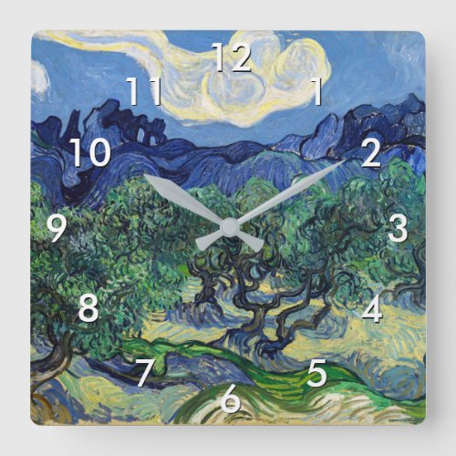 Vincent van Gogh _ Olive Trees with the Alpilles Square Wall Clock
