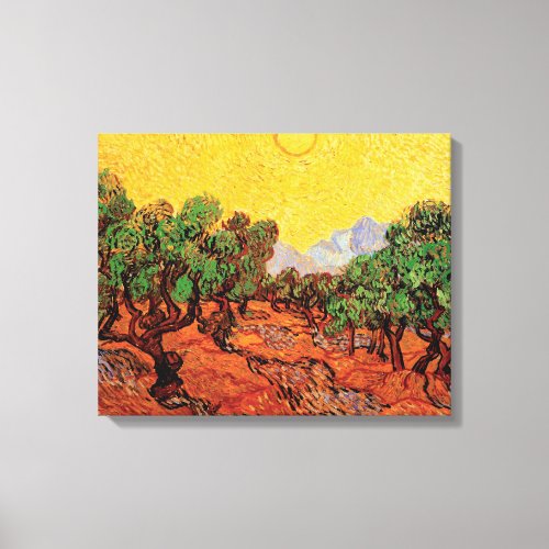 Vincent Van Gogh _ Olive Trees With Yellow Sky Canvas Print