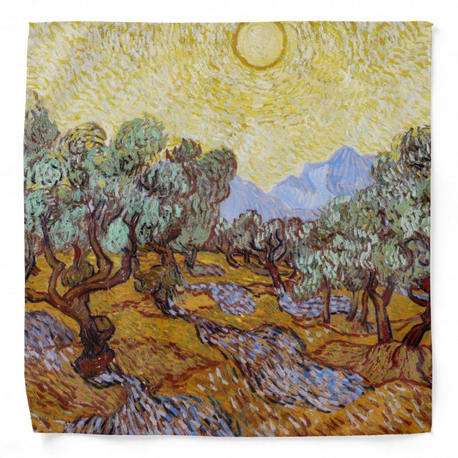 Vincent van Gogh - Olive Trees, Yellow Sky and Sun Bandana (Front)