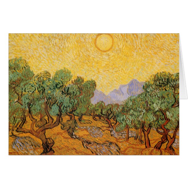 Vincent van Gogh - Olive Trees, Yellow Sky and Sun Cards (Front Horizontal)