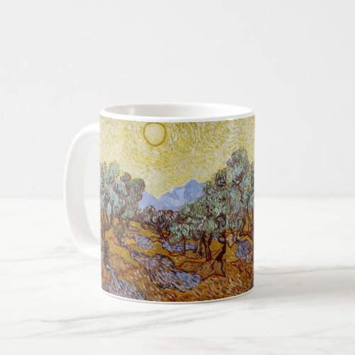 Vincent van Gogh _ Olive Trees Yellow Sky and Sun Coffee Mug
