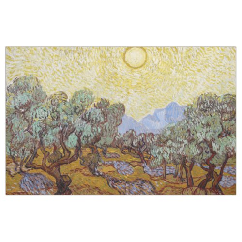 Vincent van Gogh _ Olive Trees Yellow Sky and Sun Fabric