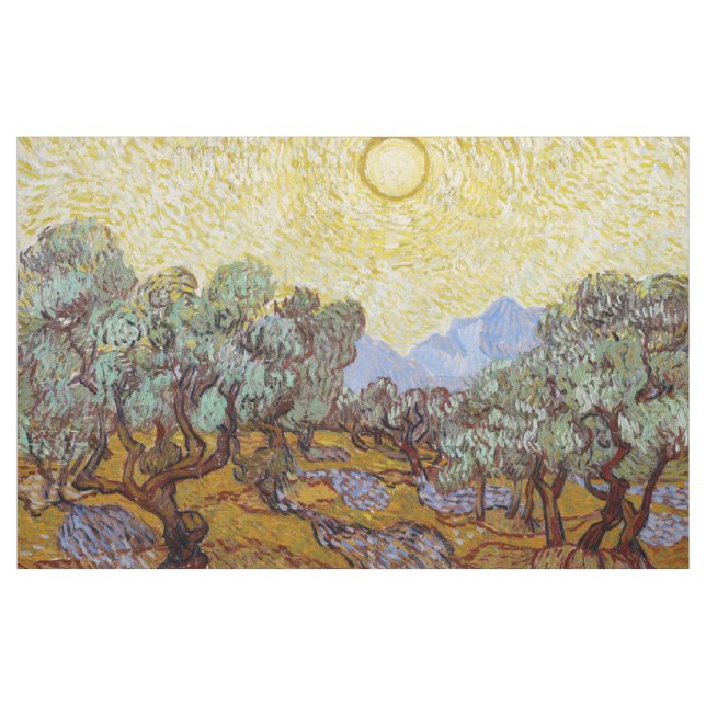 Vincent van Gogh - Olive Trees, Yellow Sky and Sun Fabric (Yard)