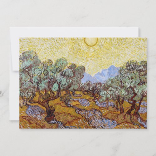 Vincent van Gogh _ Olive Trees Yellow Sky and Sun Invitation