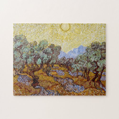 Vincent van Gogh _ Olive Trees Yellow Sky and Sun Jigsaw Puzzle