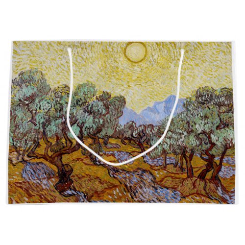 Vincent van Gogh _ Olive Trees Yellow Sky and Sun Large Gift Bag