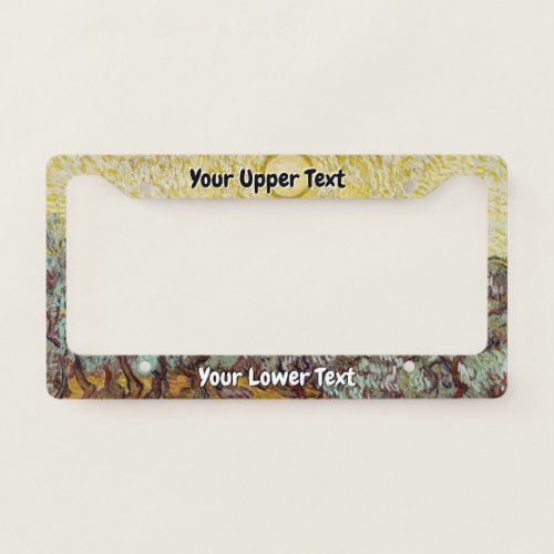 Vincent van Gogh _ Olive Trees Yellow Sky and Sun License Plate Frame