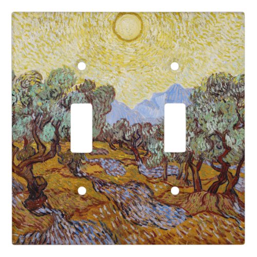 Vincent van Gogh _ Olive Trees Yellow Sky and Sun Light Switch Cover