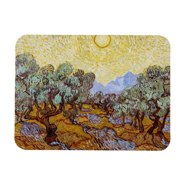 Vincent van Gogh - Olive Trees, Yellow Sky and Sun Magnet (Horizontal)