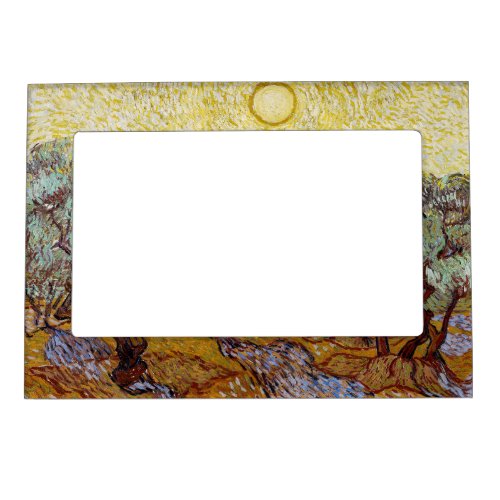 Vincent van Gogh _ Olive Trees Yellow Sky and Sun Magnetic Frame