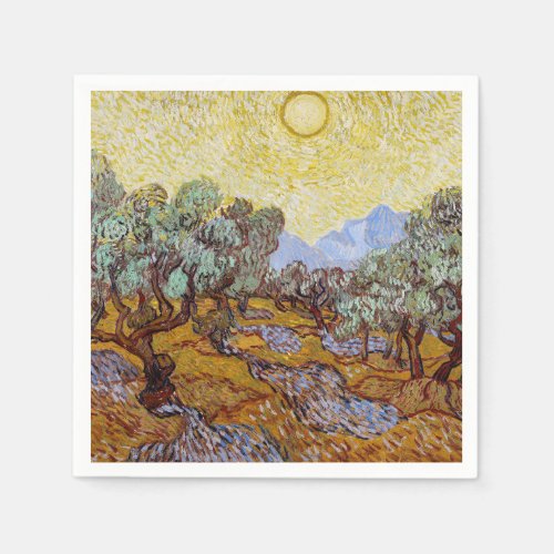 Vincent van Gogh _ Olive Trees Yellow Sky and Sun Napkins