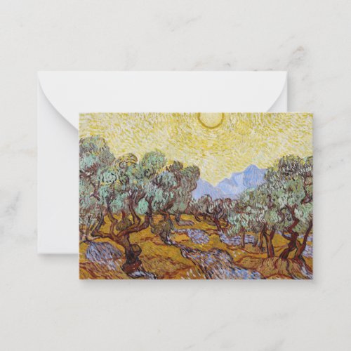 Vincent van Gogh _ Olive Trees Yellow Sky and Sun Note Card