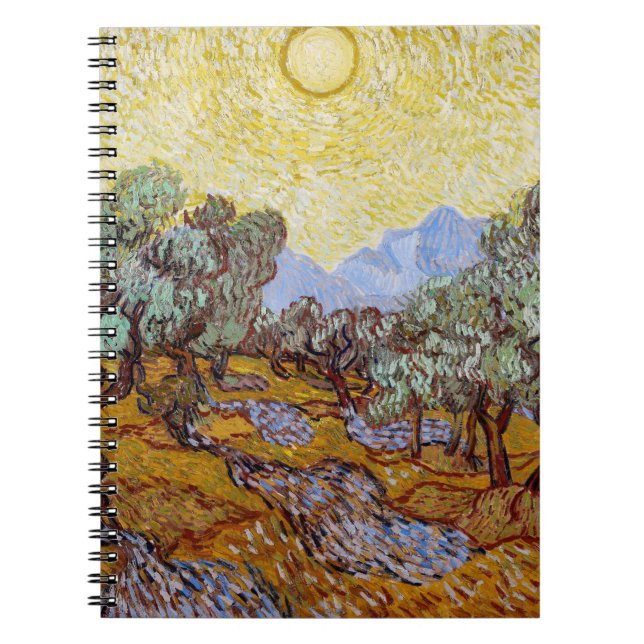 Vincent van Gogh - Olive Trees, Yellow Sky and Sun Notebook (Front)