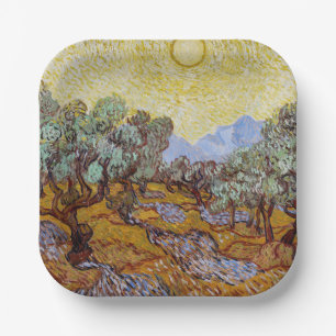 Vincent van Gogh - Olive Trees, Yellow Sky and Sun Paper Plates