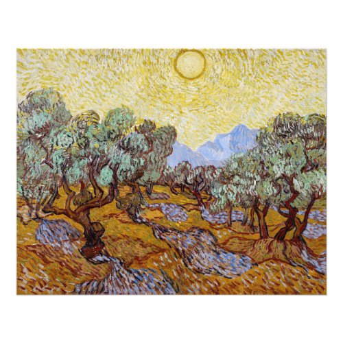 Vincent van Gogh _ Olive Trees Yellow Sky and Sun Photo Print