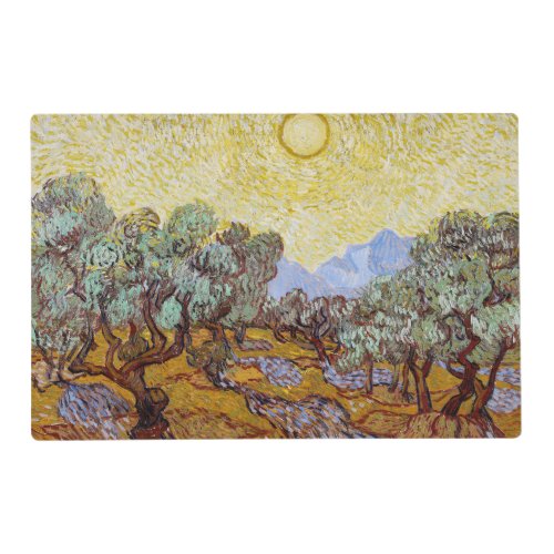Vincent van Gogh _ Olive Trees Yellow Sky and Sun Placemat