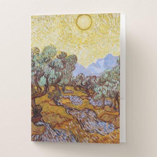 Vincent van Gogh _ Olive Trees Yellow Sky and Sun Pocket Folder